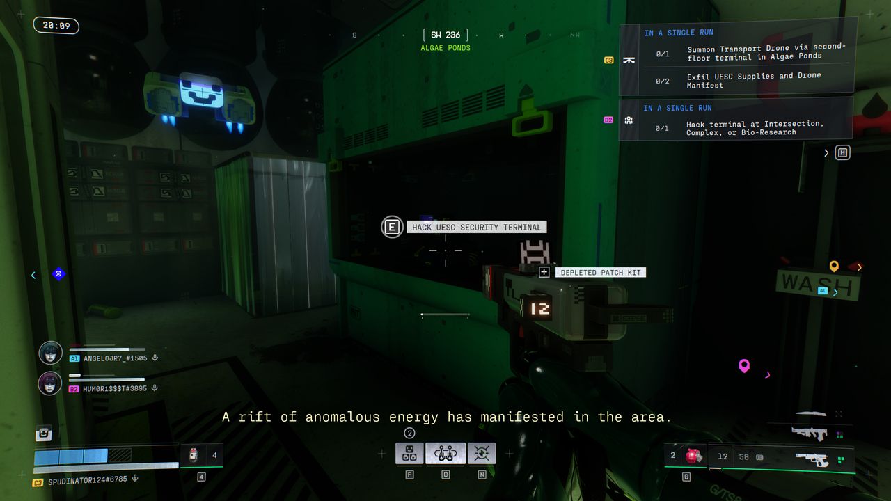 Marathon Equitable Distribution: A player looking at the UESC security terminal in Algae Ponds.