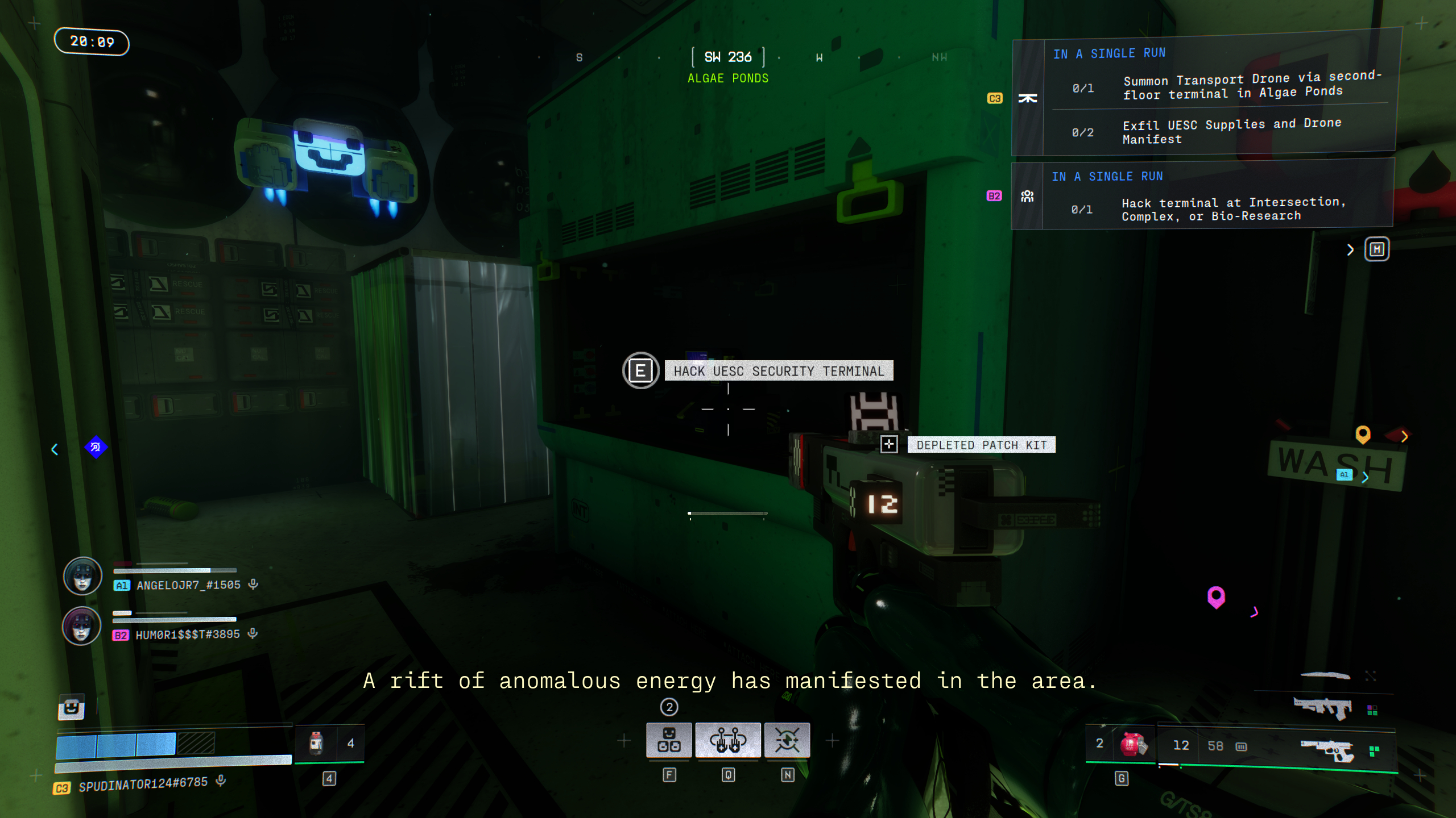 Marathon Equitable Distribution: A player looking at the UESC security terminal in Algae Ponds.