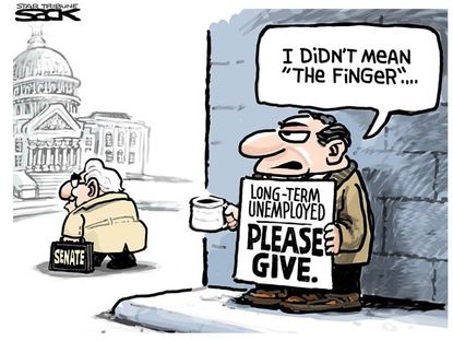 Political cartoon Senate unemployment benefits