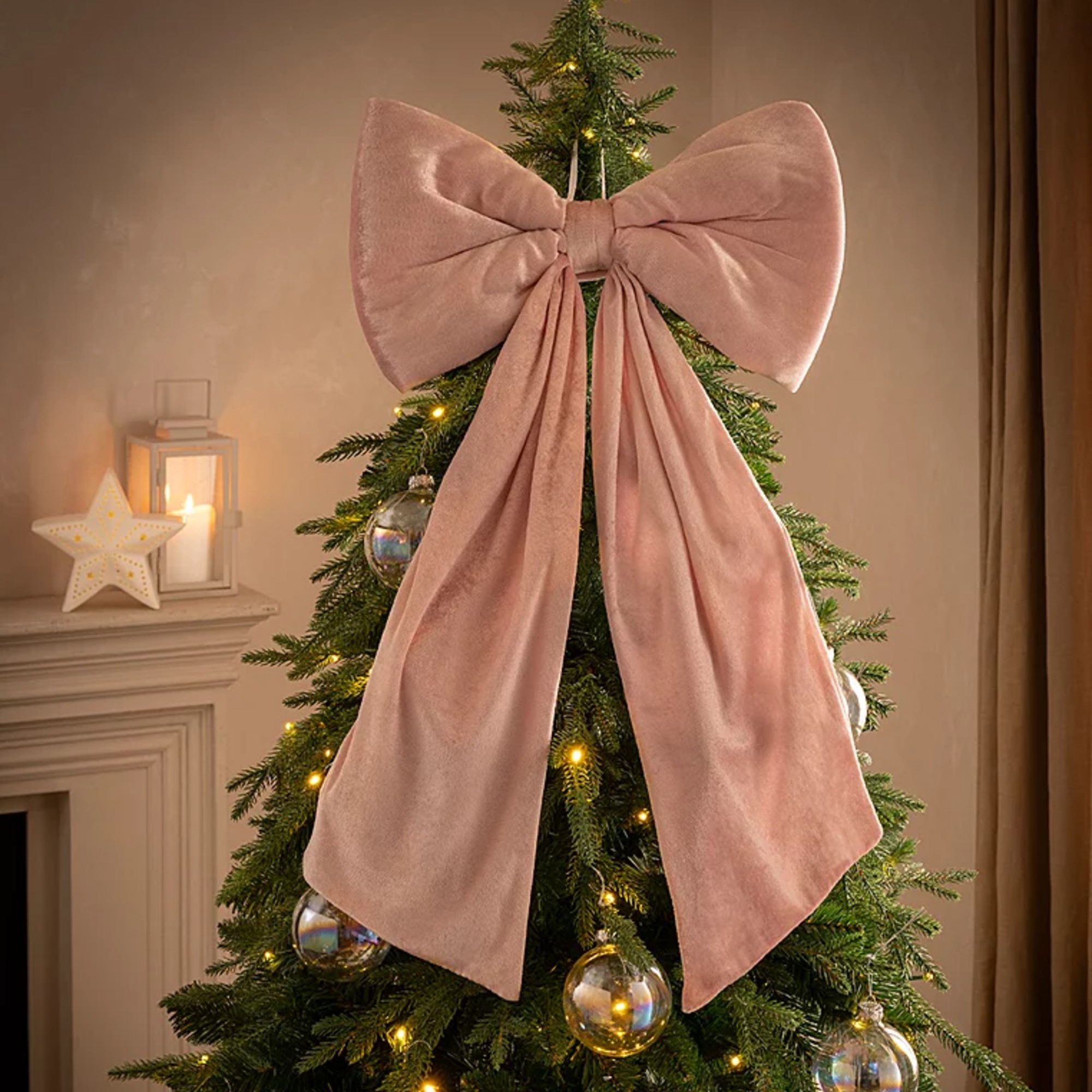 George Home Christmas Oversized Pink Bow Tree Topper