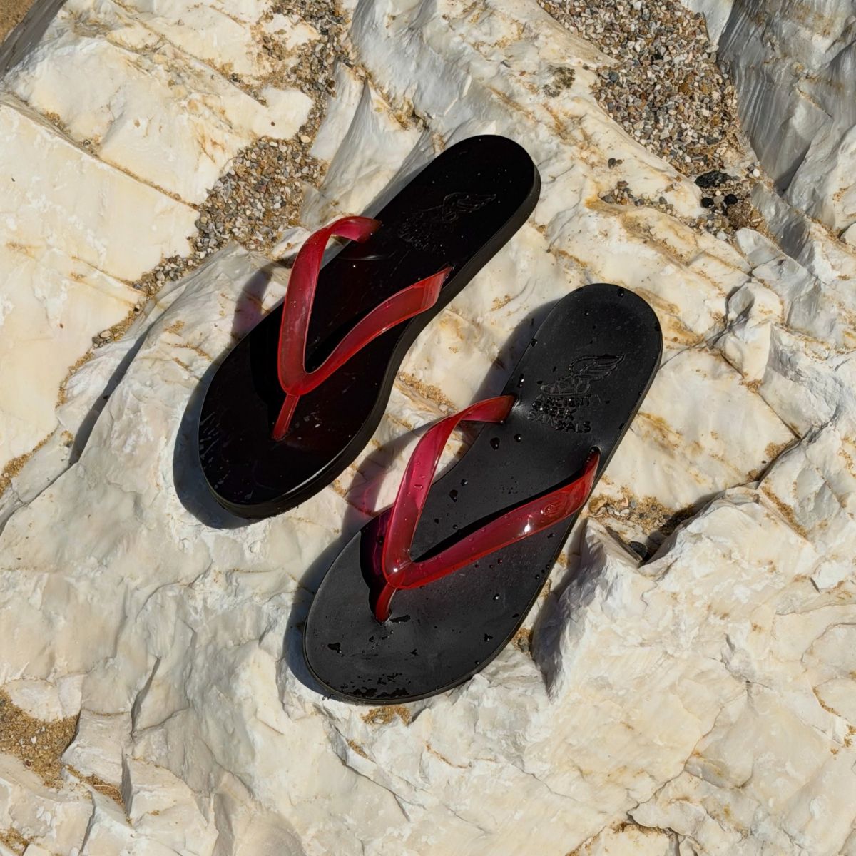 Ancient Greek flip-flops in red
