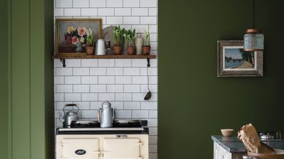 Green painted kitchen by Farrow & Ball