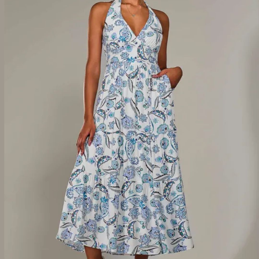 Jolie Moi Patterned Halterneck Dress