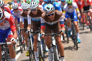 Former US road race champion Larry Warbasse leads AG2R La Mondiale teammate Romain Bardet at the 2020 Tour Down Under