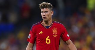 Newcastle United target Marcos Llorente of Spain looks on during the UEFA Nations League League A Group 2 match between Spain and Switzerland at La Romareda on September 24, 2022 in Zaragoza, Spain.