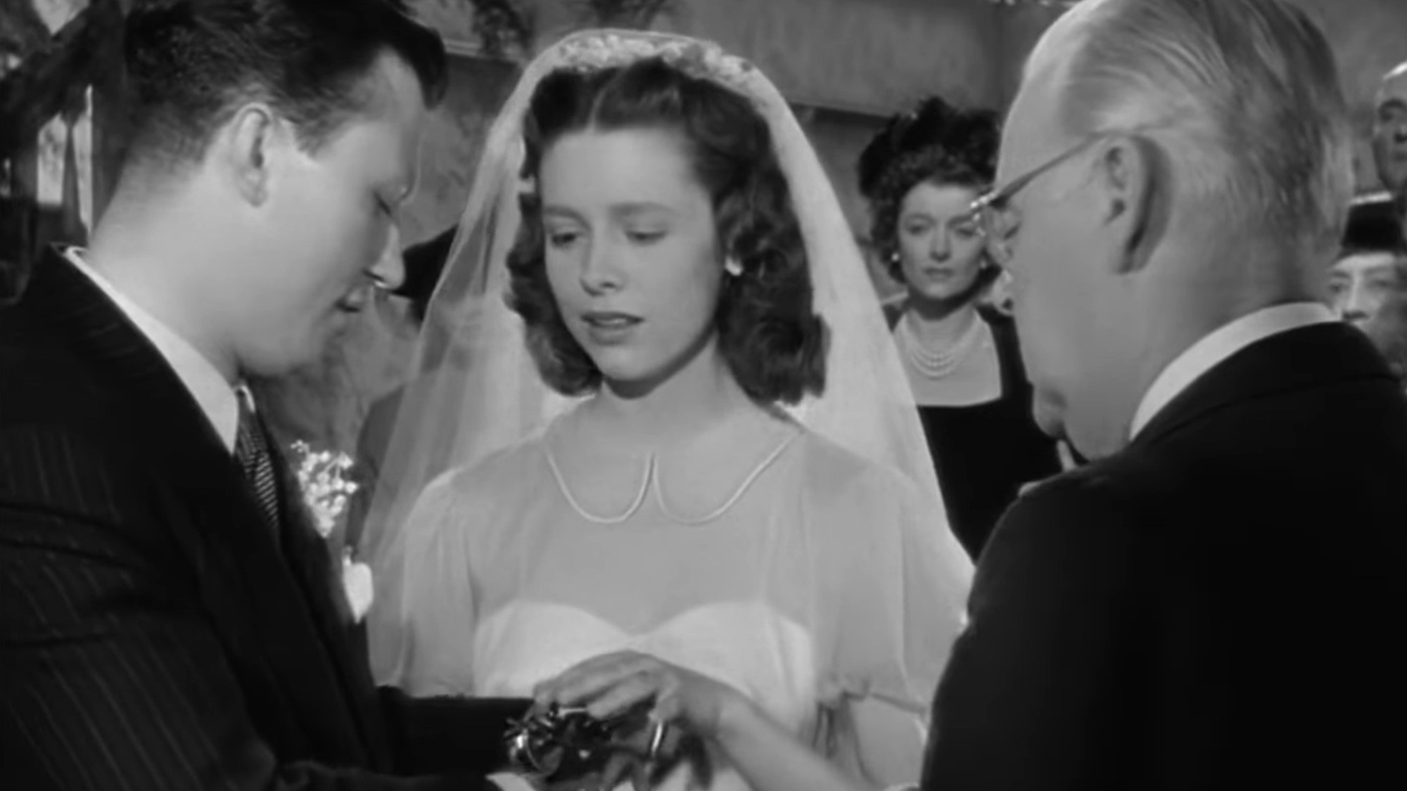 Harold Russell and Cathy O'Donnell exchanging vows in The Best Years of Our Lives
