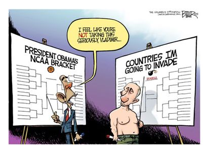 Political cartoon bracket Obama Putin