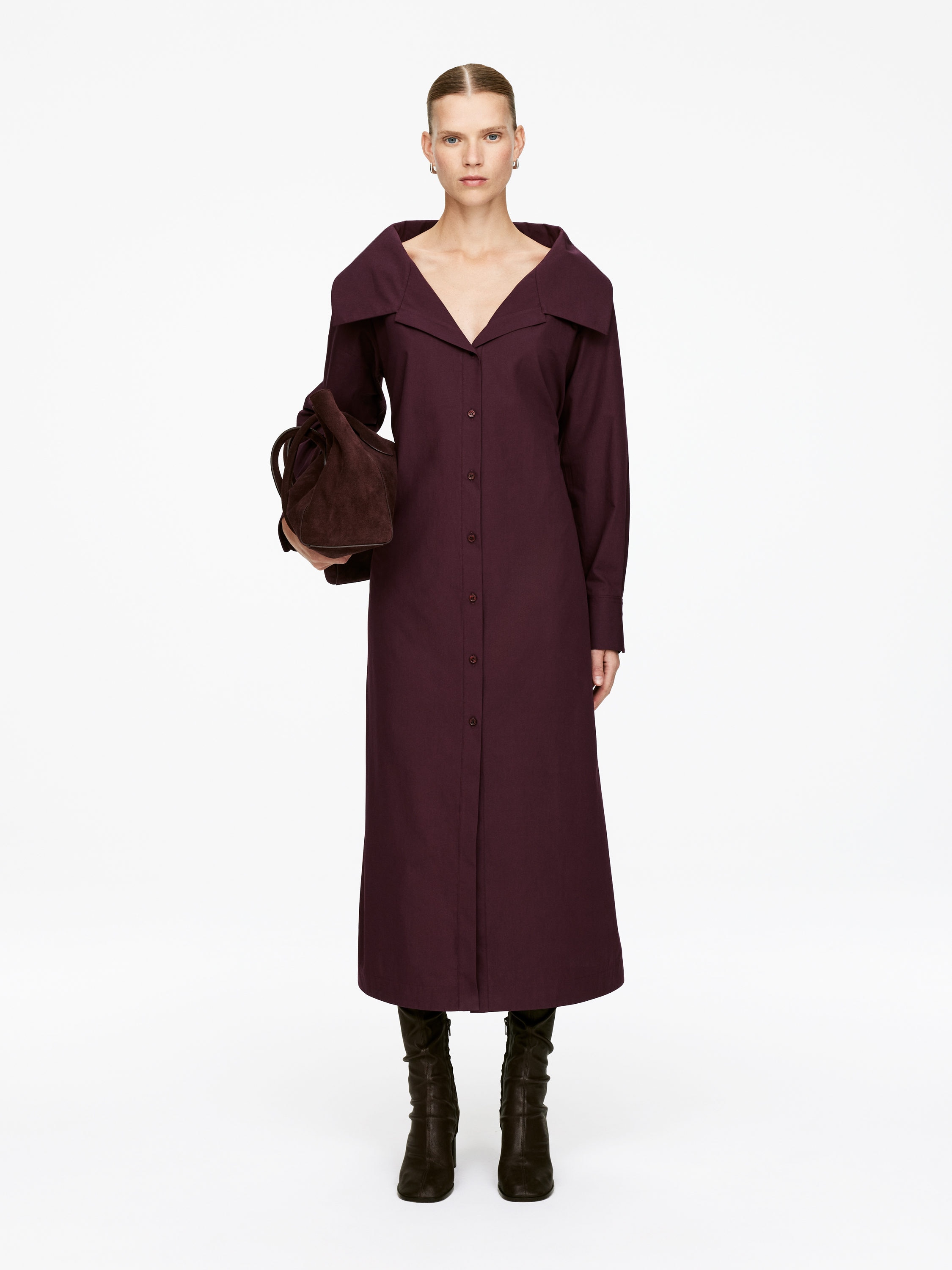 Open-Collar Dress – Dark Red – Women – Arket Gb