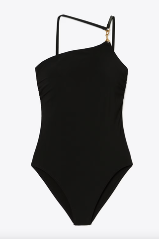 Swim Trends 2024 | Tory Burch One-Shoulder Clip-Tank Swimsuit 