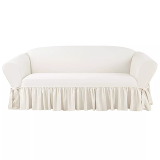 white ruffle sofa slipcover