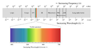 The electromagnetic spectrum, showing all types of light, including the narrow band of visible light.