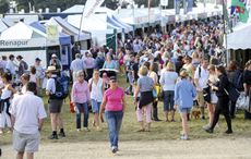 crowds of spectators in the shopping area