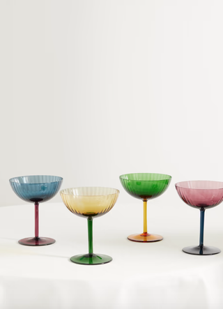 four colorful glass coupes