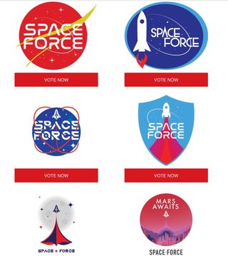 Selection of six potential Space Force logos