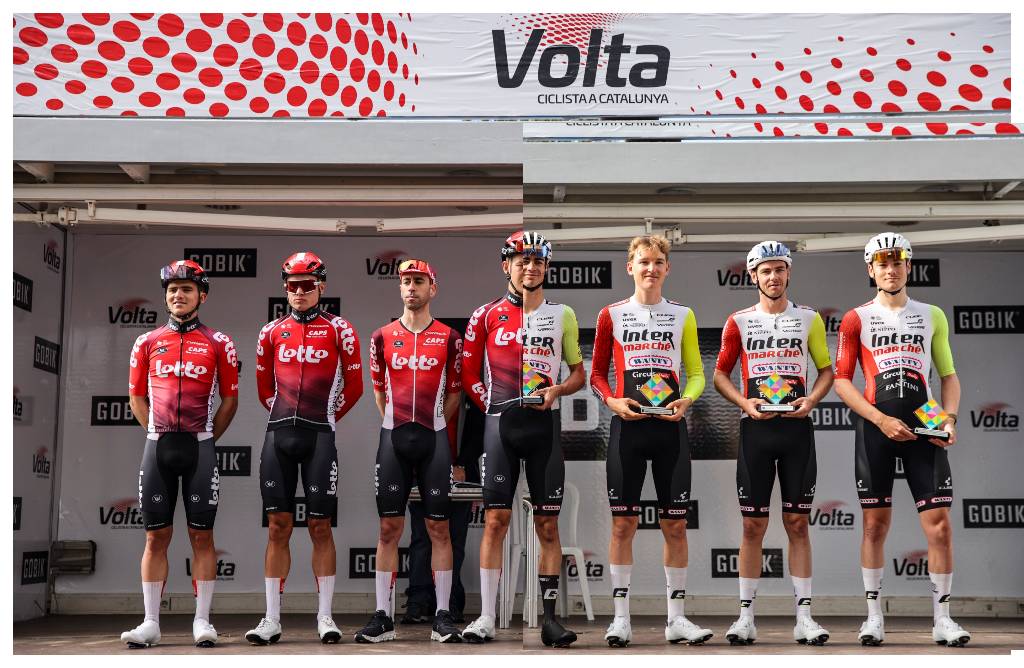 Spliced picture of Lotto and Intermarché teams