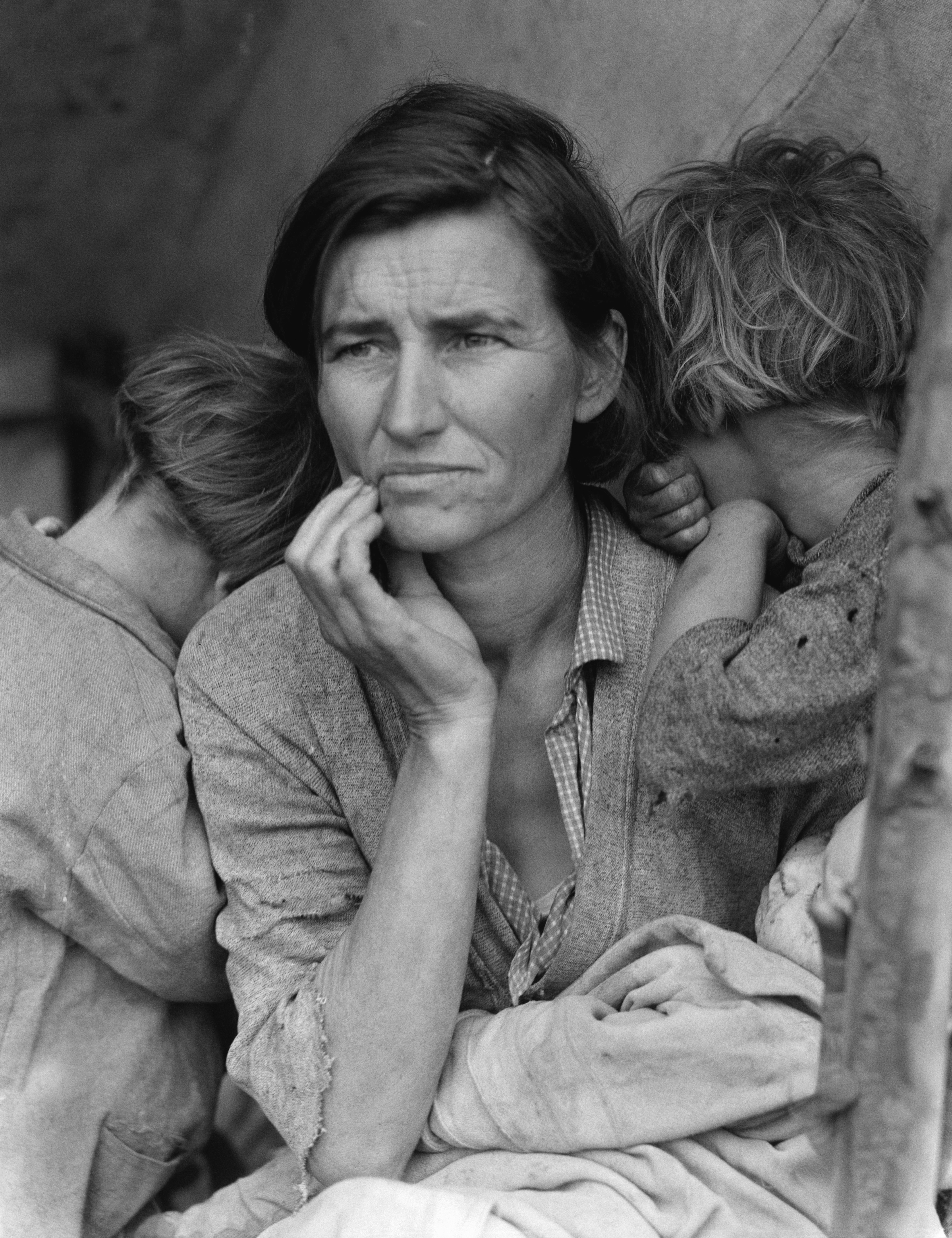 A mother with her children in the Great Depression