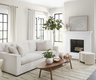 Cream living room with textured soft furnishings