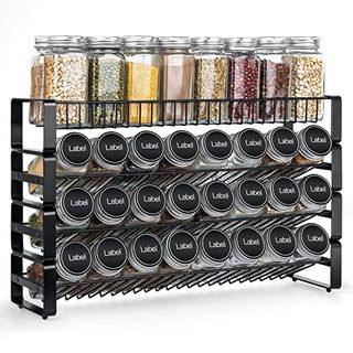 Black 4 Tier Stackable Seasoning Rack Organizer