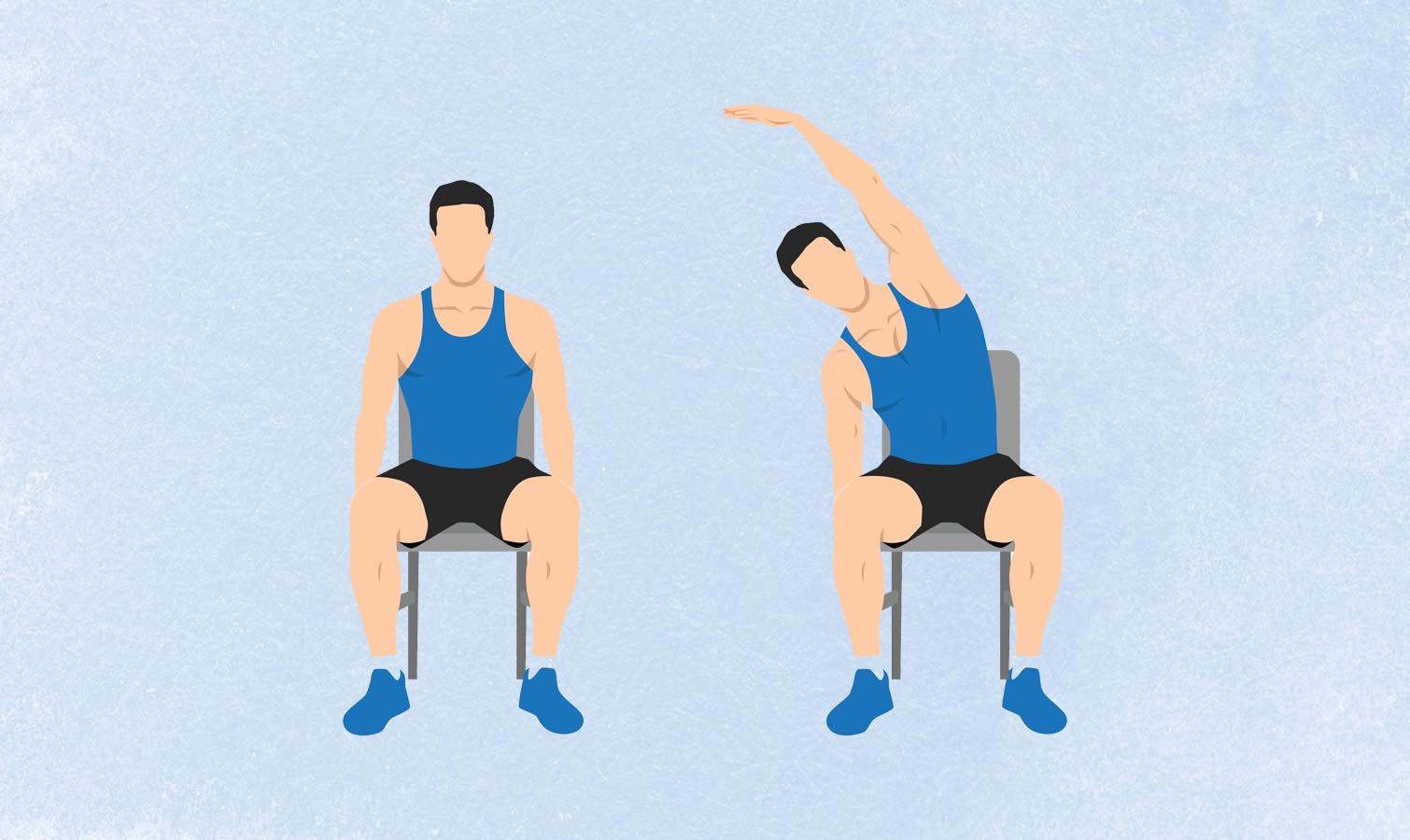 an illo of a man doing a seated side bend