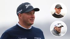 Main image of Sepp Straka with Rory McIlroy (top right) and Shane Lowry (bottom right) inset