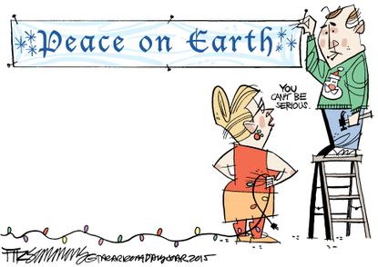 Editorial cartoon Holidays Peace on Earth