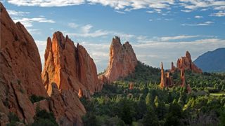 Garden of the Gods glints in the sunlight in Colorado Springs