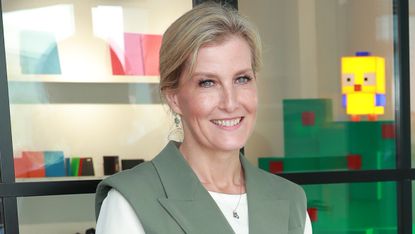 Sophie, Duchess of Edinburgh wears a khaki trench dress and white T-shirt as she attends the grand opening of the new Charfleet Book Bindery on June 27, 2023