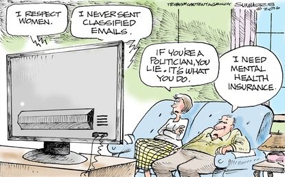 Political cartoon U.S. 2016 election presidential candidates liars