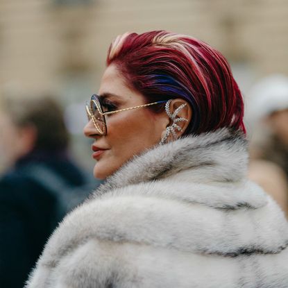 women with semi permanent hair color on the street