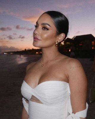 Vanessa Hudgens wearing wedding makeup.