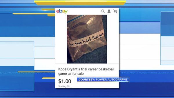 The eBay listing for air from Kobe Bryant&amp;#039;s last game.