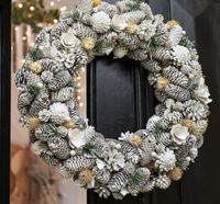 White-finished country-style wreath, Etsy