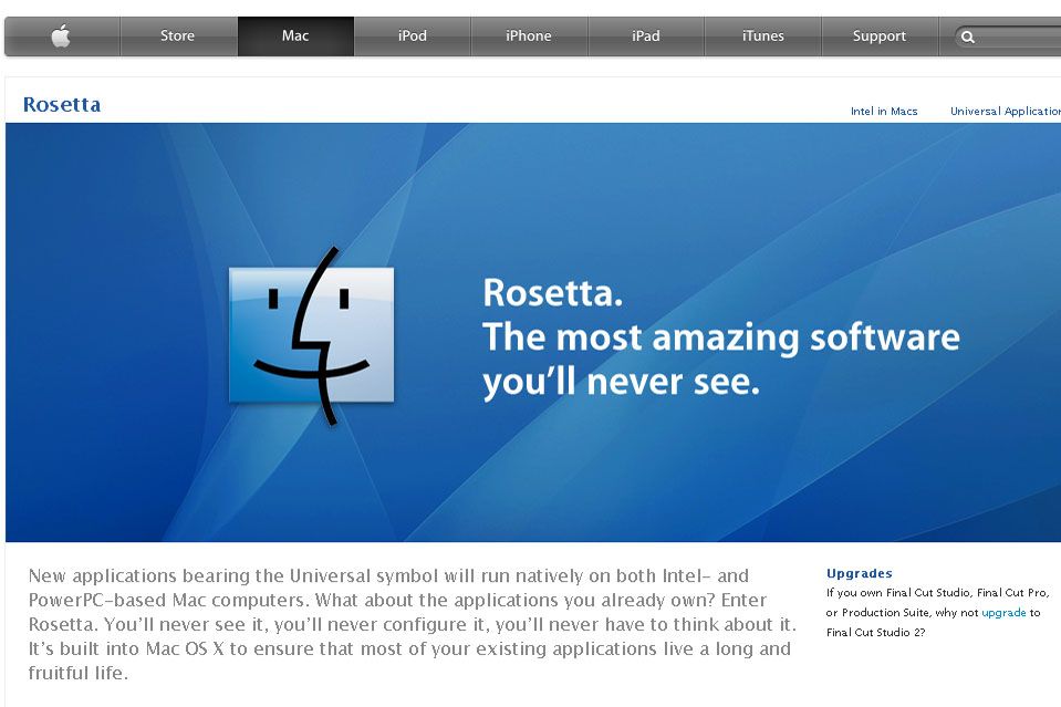 ...and you'll never see Rosetta, or your PowerPC applications again, if you upgrade from Snow Leopard to Lion.