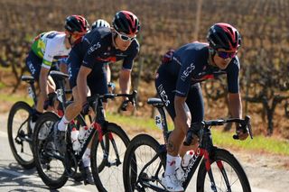 BARCELONA SPAIN MARCH 28 Richard Carapaz of Ecuador and Team INEOS Grenadiers Geraint Thomas of United Kingdom and Team INEOS Grenadiers during the 100th Volta Ciclista a Catalunya 2021 Stage 7 a 133km stage from Barcelona to Barcelona VoltaCatalunya100 on March 28 2021 in Barcelona Spain Photo by David RamosGetty Images