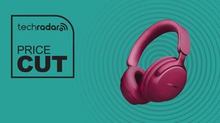 Bose QuietComfort Ultra Headphones on teal background with the words 'TechRadar: price cut'