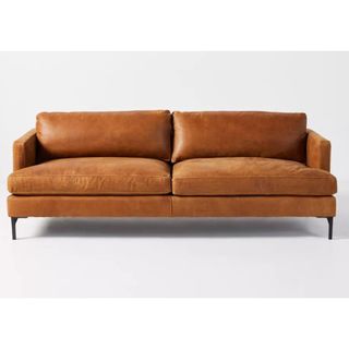 Anthropologie brown leather sofa
