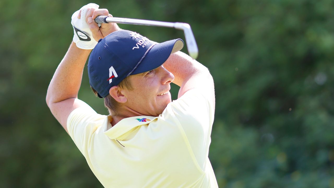 Carlos Ortiz takes a tee shot during the 2022 LIV Golf Jeddah tournament