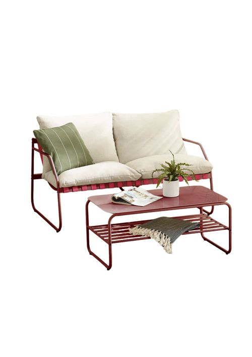 4 Seater Metal Garden Lounge Sofa Seating Set With Table