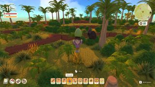 Dinkum palm wood - character is stood in a tropical biome with lots of palm trees