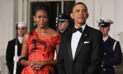 Michelle Obama wore a British-designed Alexander McQueen dress to a state dinner last month, to the dismay of American designers. 