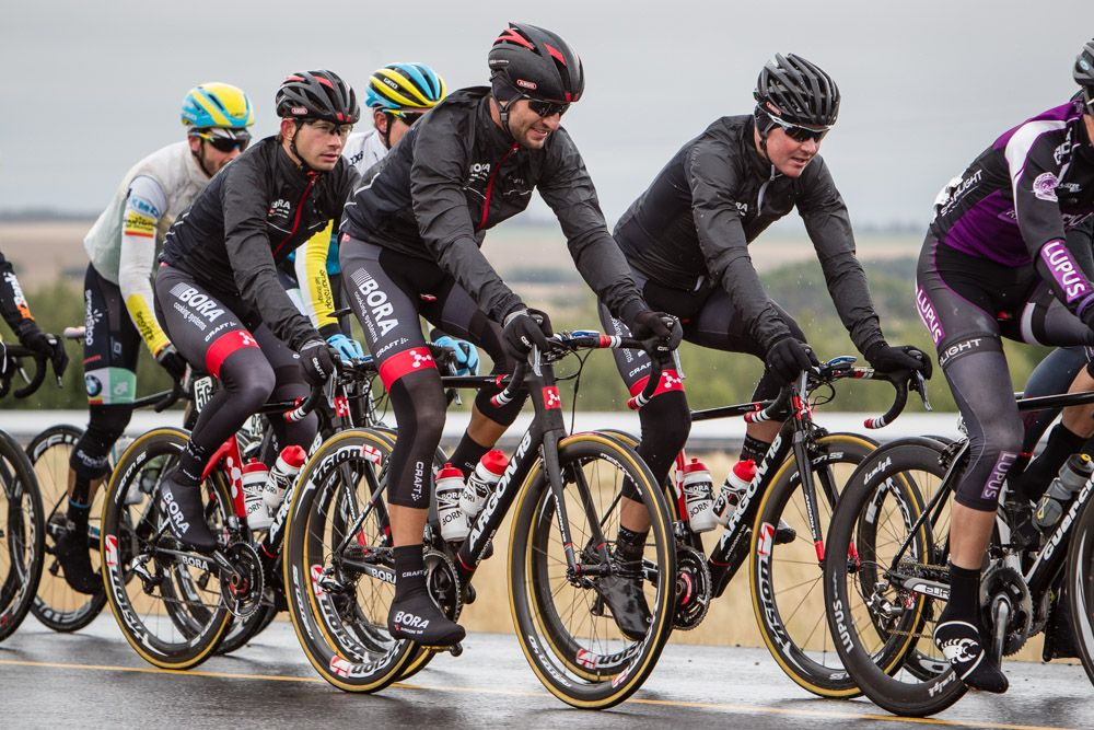 Bora-Argon 18 riders weathered todays stage together