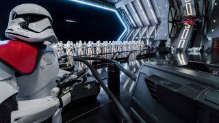 Stormtroopers inside Rise of the Resistance