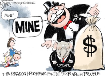 Political cartoon U.S. GOP Congress rich poor safety programs