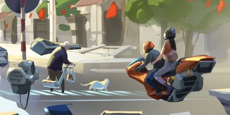 How this artist turned a view he sees every day into a futuristic sci-fi scene