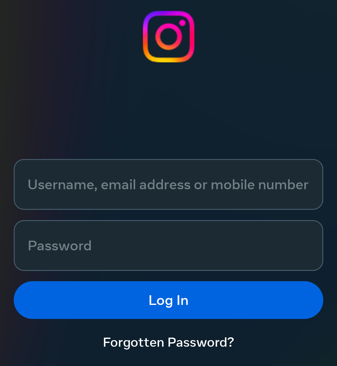 The Instagram account login page within the Threads app.