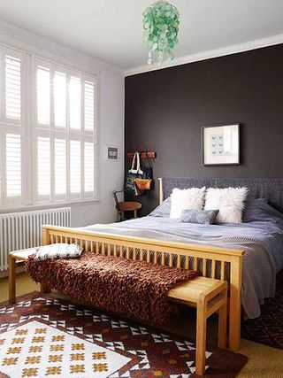 Victorian terraced home dark grey bedroom