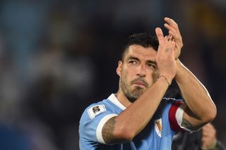 Luis Suarez applauds Uruguay fans after a World Cup qualifier against Bolivia in November 2023.