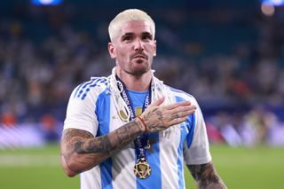 Rodrigo De Paul celebrates after Argentina's Copa America final win over Colombia in July 2024.