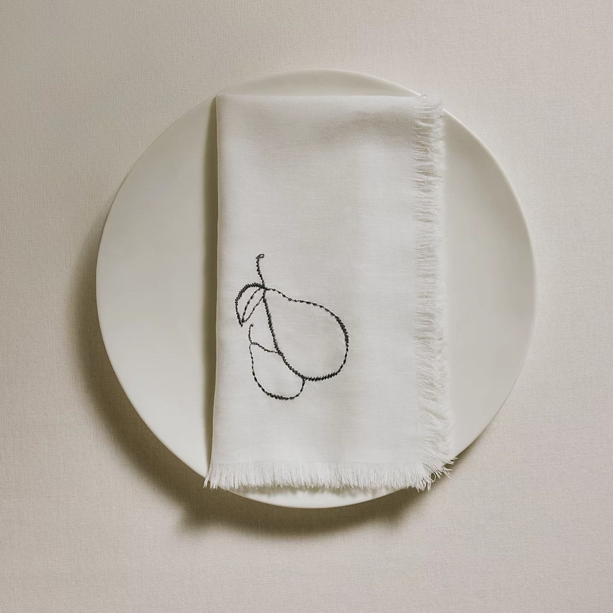 pear embroidered napkins