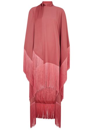 Mrs Ross Phoenix Fringed Crepe-De-Chine Midi Gown